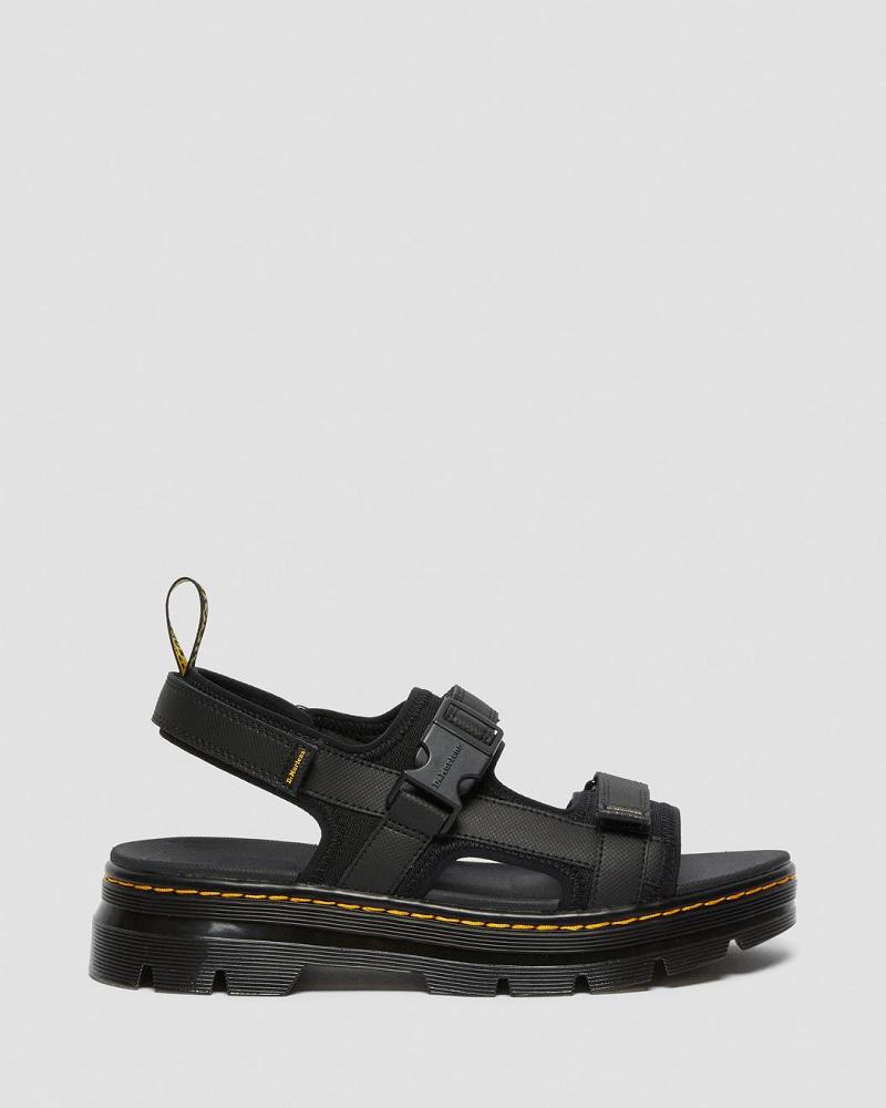 Dr Martens Forster Webbing Sandalen Met Riem Heren Zwart | NL 169MQZ